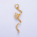 24K Gold plated Marquise CZ Butterfly Curl Charm in Gold & Silver | W448 - DLUXCA