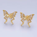 24K Gold plated Marquise CZ Butterfly Stud Earrings | AB985 - DLUXCA