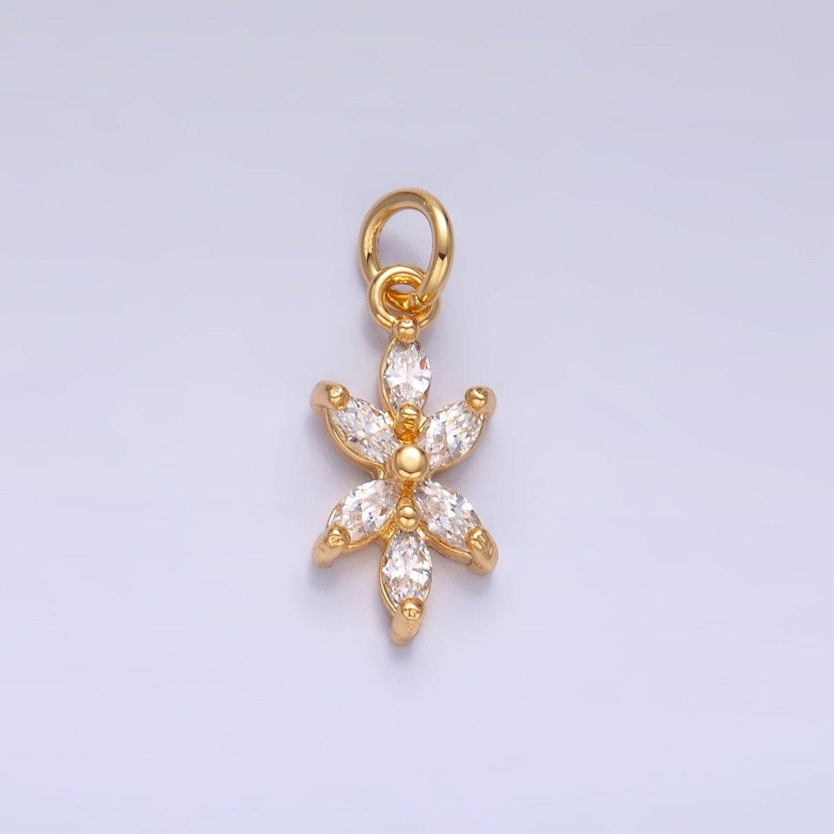 24K Gold plated Marquise CZ Flower Mini Charm in Gold & Silver | W809 
