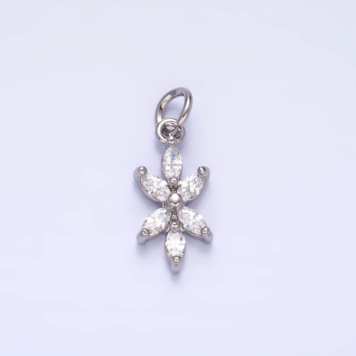 24K Gold plated Marquise CZ Flower Mini Charm in Gold & Silver | W809 