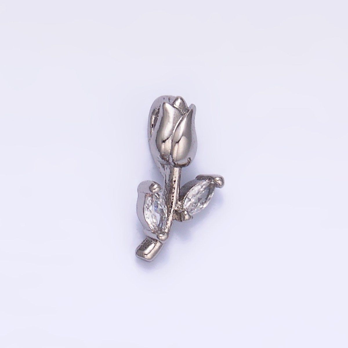 24K Gold plated Marquise CZ Rose Flower Mini Charm in Gold & Silver | AA1447 