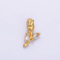 24K Gold plated Marquise CZ Rose Flower Mini Charm in Gold & Silver | AA1447 
