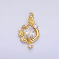 24K Gold plated Marquise CZ Vine Flower Charm in Gold & Silver | C031 