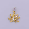 24K Gold plated Mary Jane Pendant Micro Pave Leaf 420 Charm Jewelry Supply N-1448 - DLUXCA