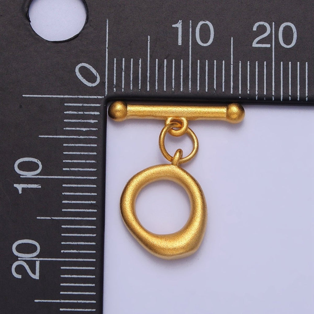 24K Gold plated Matte Textured Round Geometric Toggle Clasps Jewelry Closure Supply | Z-073 - DLUXCA