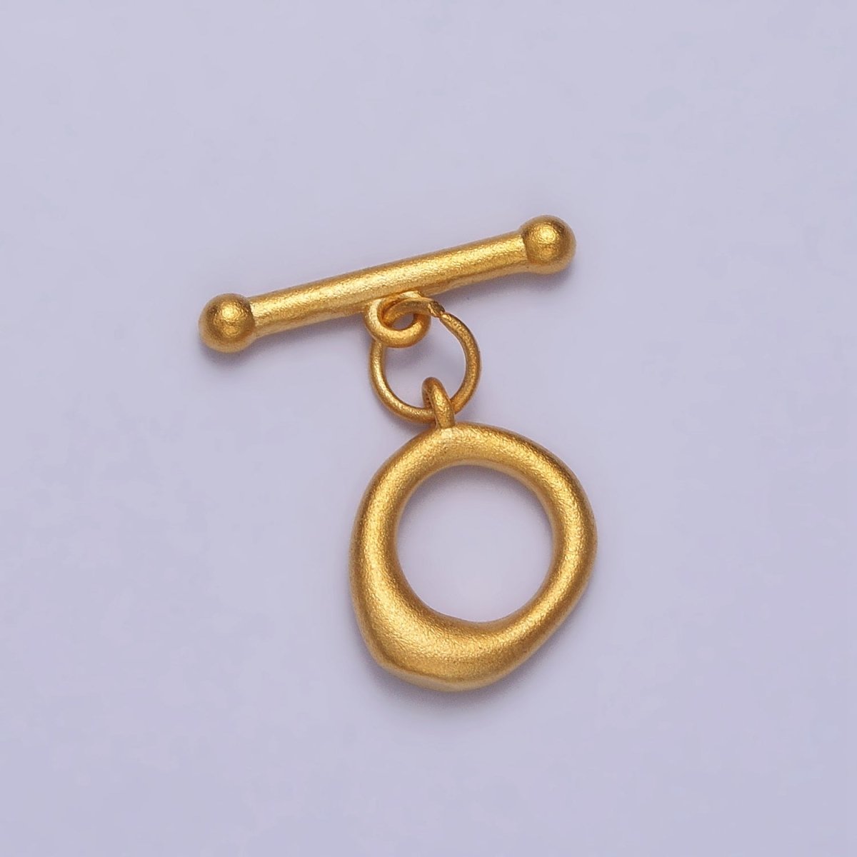 24K Gold plated Matte Textured Round Geometric Toggle Clasps Jewelry Closure Supply | Z-073 - DLUXCA