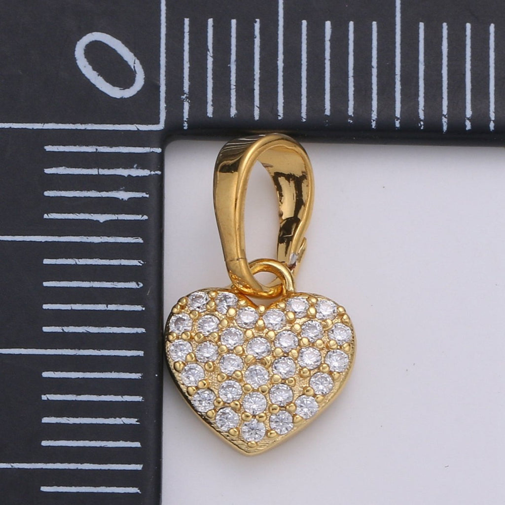 24k Gold plated Micro Cubic Pave Heart Pendant Charm Love Pendant J-225 - DLUXCA