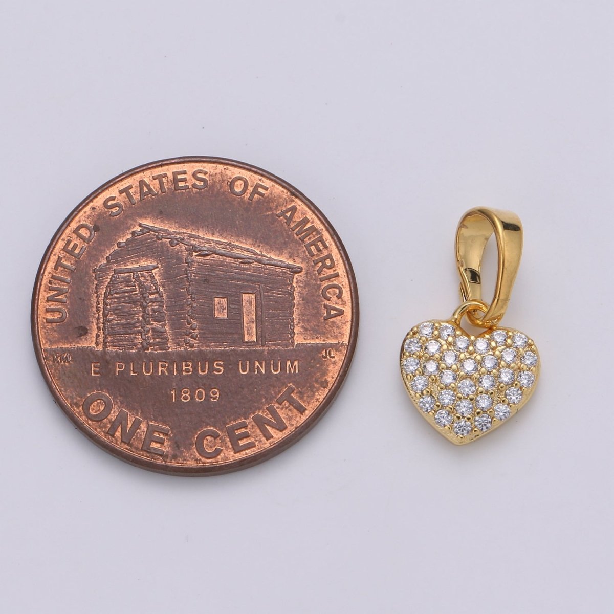24k Gold plated Micro Cubic Pave Heart Pendant Charm Love Pendant J-225 - DLUXCA