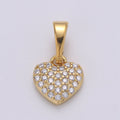 24k Gold plated Micro Cubic Pave Heart Pendant Charm Love Pendant J-225 - DLUXCA