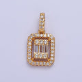 24K Gold plated Micro Pave Baguette Pendant Charm For Jewelry Making X-455 - DLUXCA