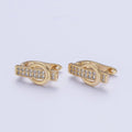 24K Gold plated Micro Pave Belt Buckle Latch Back Earrings Hoops T-032 - DLUXCA