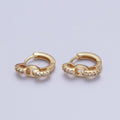24K Gold plated Micro Pave Chain Link Huggie Hoop Earrings T-035 - DLUXCA