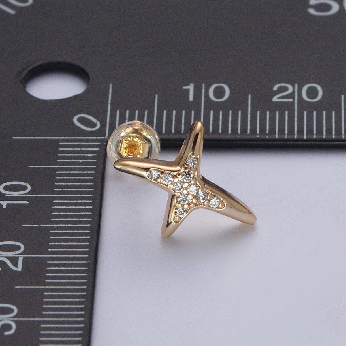 24K Gold plated Micro Pave Clear Cubic Zirconia CZ Cross X Stud Earrings P-431 - DLUXCA