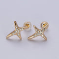 24K Gold plated Micro Pave Clear Cubic Zirconia CZ Cross X Stud Earrings P-431 - DLUXCA
