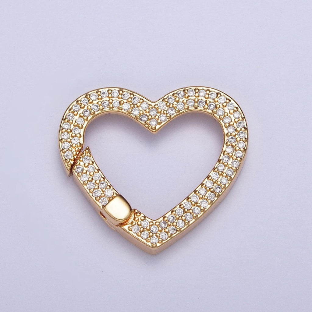 24K Gold plated Micro Pave Cubic Zirconia Heart Spring Gate, Valentine Love Jewelry Supply L-838 - DLUXCA