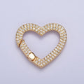24K Gold plated Micro Pave Cubic Zirconia Heart Spring Gate, Valentine Love Jewelry Supply L-838 - DLUXCA