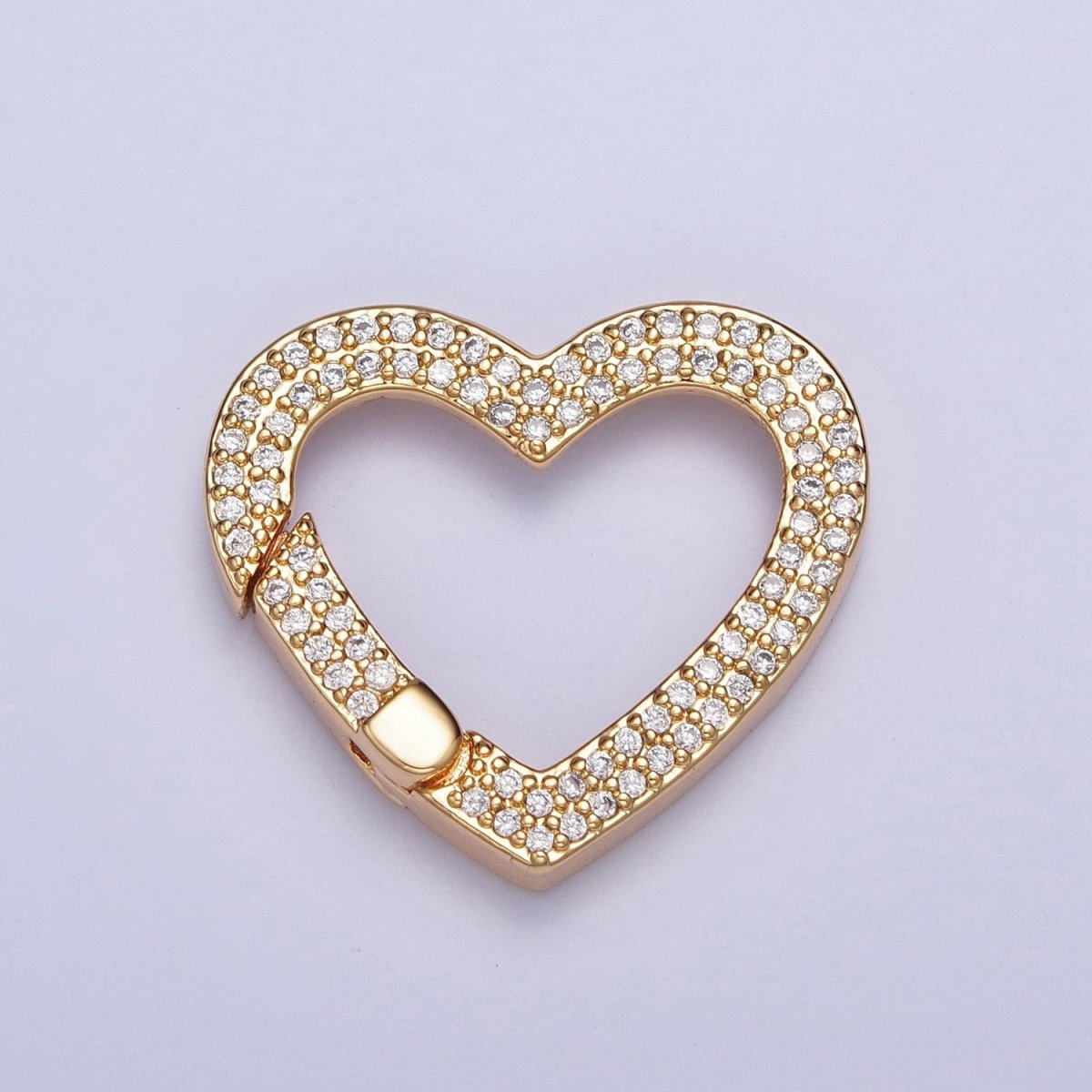 24K Gold plated Micro Pave Cubic Zirconia Heart Spring Gate, Valentine Love Jewelry Supply L-838 - DLUXCA