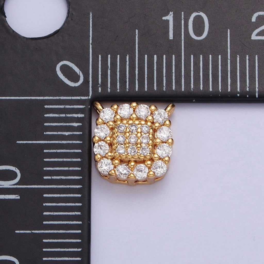 24K Gold plated Micro Pave Cubic Zirconia Square Connector Charm For Jewelry Making F-605 - DLUXCA