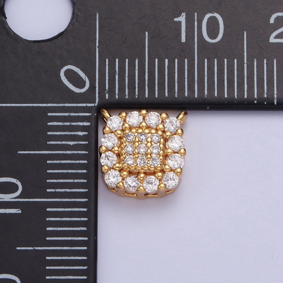 24K Gold plated Micro Pave Cubic Zirconia Square Connector Charm For Jewelry Making F-605 - DLUXCA