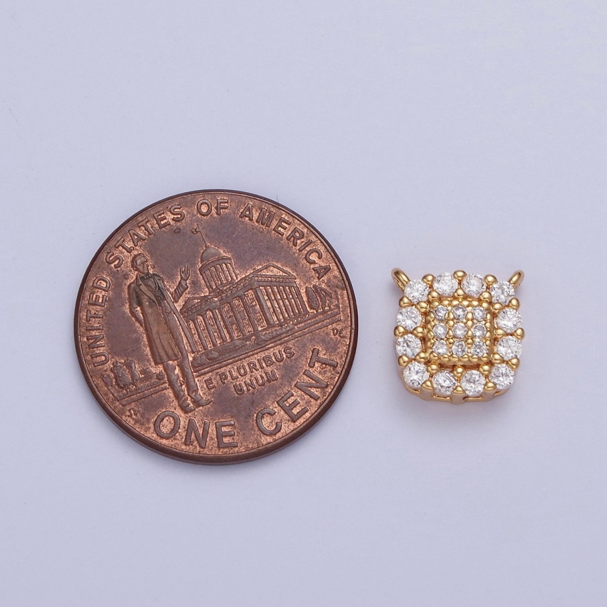 24K Gold plated Micro Pave Cubic Zirconia Square Connector Charm For Jewelry Making F-605 - DLUXCA