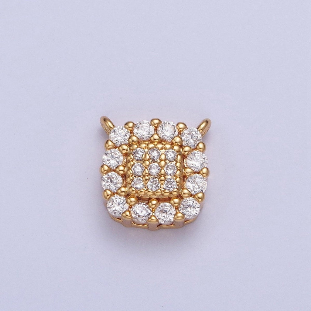 24K Gold plated Micro Pave Cubic Zirconia Square Connector Charm For Jewelry Making F-605 - DLUXCA