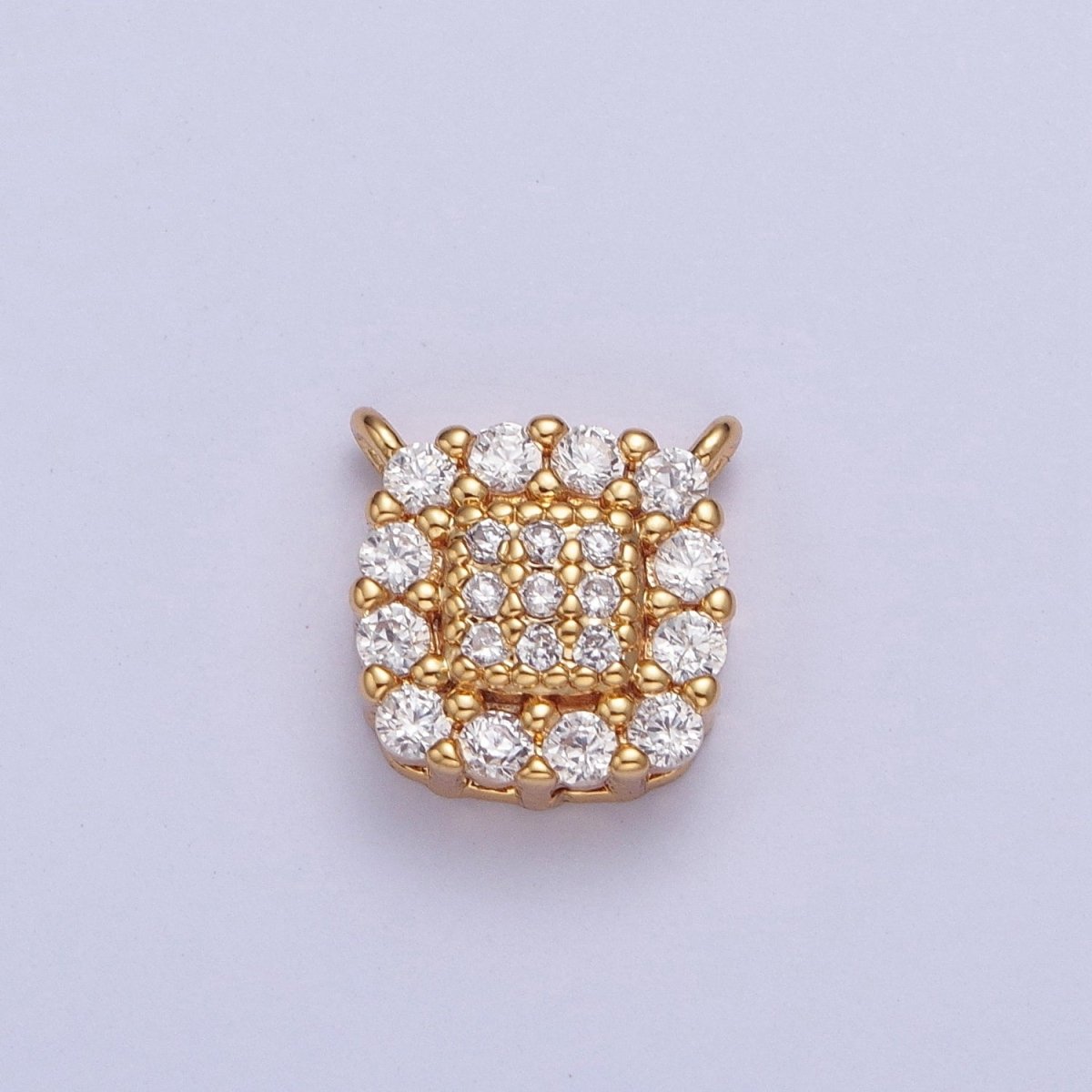 24K Gold plated Micro Pave Cubic Zirconia Square Connector Charm For Jewelry Making F-605 - DLUXCA