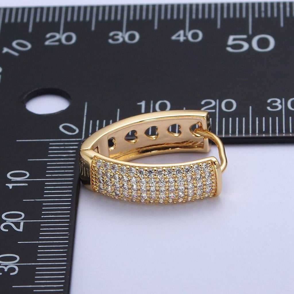 24K Gold plated Micro Pave Cubic Zirconia Teardrop Triangle Huggie Hoop Earrings T-038 - DLUXCA