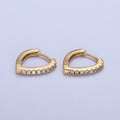 24K Gold plated Micro Pave Cubic Zirconia Teardrop Triangle Huggie Hoop Earrings T-103