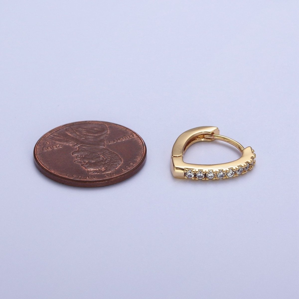 24K Gold plated Micro Pave Cubic Zirconia Teardrop Triangle Huggie Hoop Earrings T-103
