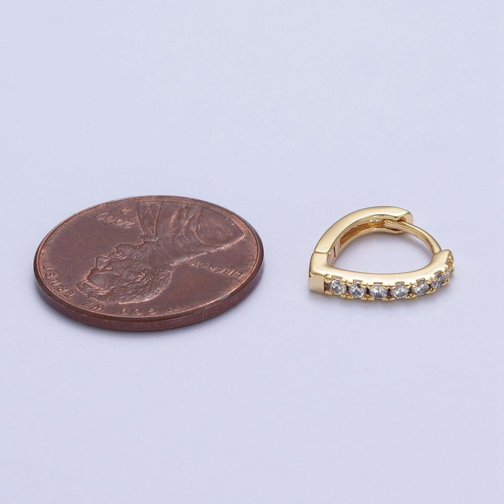 24K Gold plated Micro Pave Cubic Zirconia Teardrop Triangle Huggie Hoop Earrings T-103
