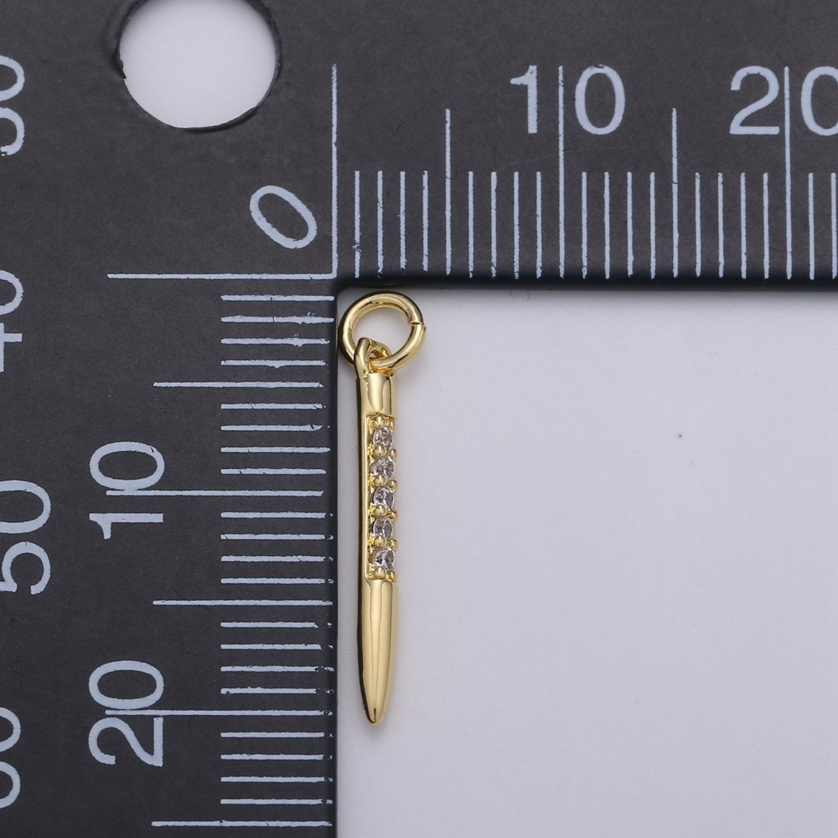 24k Gold plated Micro Pave CZ Bullet Pendant Charm, Clear Micro Pave CZ Pendant Charm, Gold plated Pendant, Silver Charm For DIY Jewelry D-622 D-623
