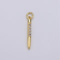 24k Gold plated Micro Pave CZ Bullet Pendant Charm, Clear Micro Pave CZ Pendant Charm, Gold plated Pendant, Silver Charm For DIY Jewelry D-622 D-623