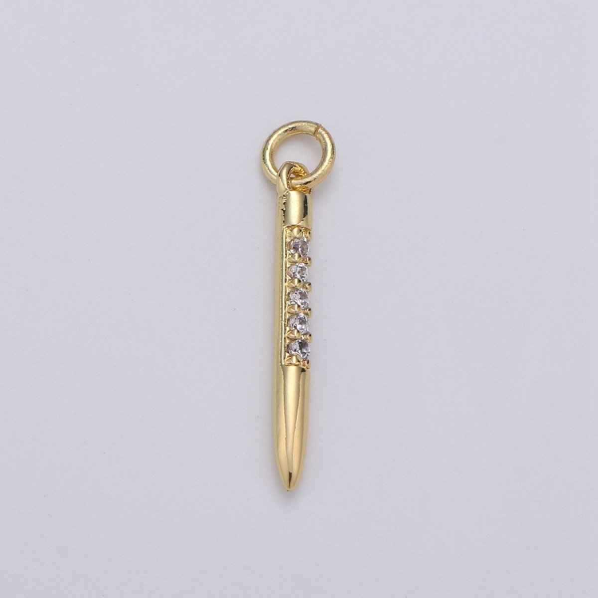 24k Gold plated Micro Pave CZ Bullet Pendant Charm, Clear Micro Pave CZ Pendant Charm, Gold plated Pendant, Silver Charm For DIY Jewelry D-622 D-623