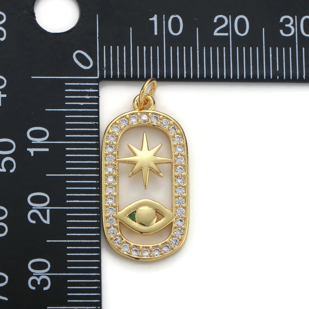 24k Gold plated Micro Pave CZ Evil Eye Pendant Charm, Evil Eye Star Micro Pave CZ Pendant Charm, For DIY Jewelry D-162 - DLUXCA