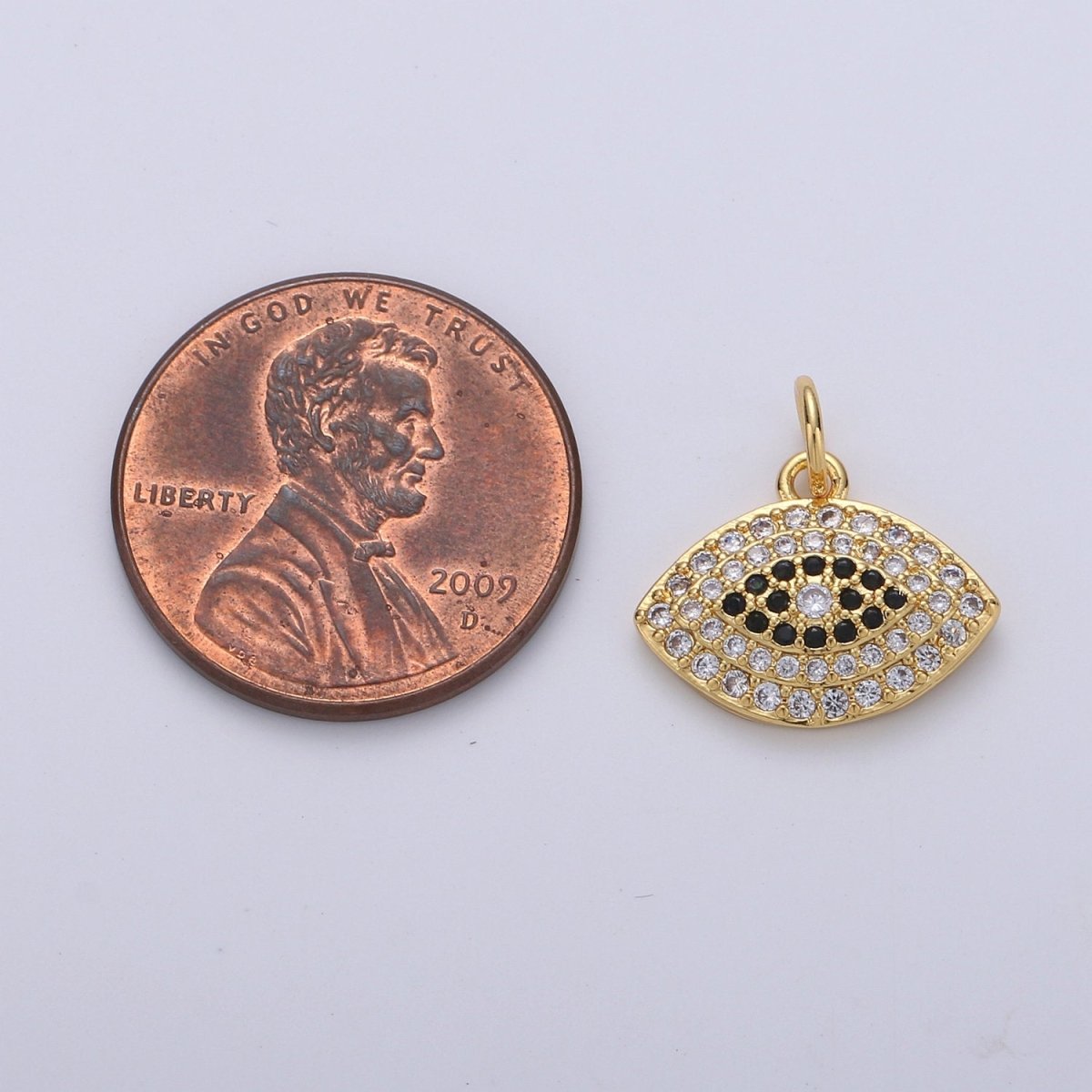 24k Gold plated Micro Pave CZ Evil Eye Pendant Charm, Greek Eye Micro Pave CZ Pendant Charm, For DIY Jewelry D-245 - DLUXCA
