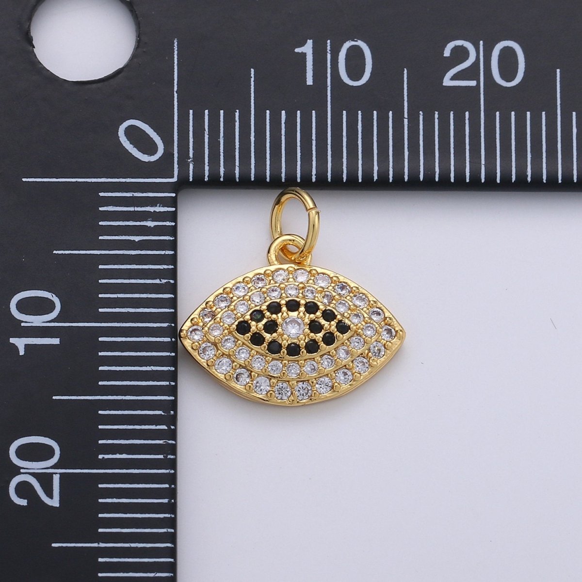 24k Gold plated Micro Pave CZ Evil Eye Pendant Charm, Greek Eye Micro Pave CZ Pendant Charm, For DIY Jewelry D-245 - DLUXCA