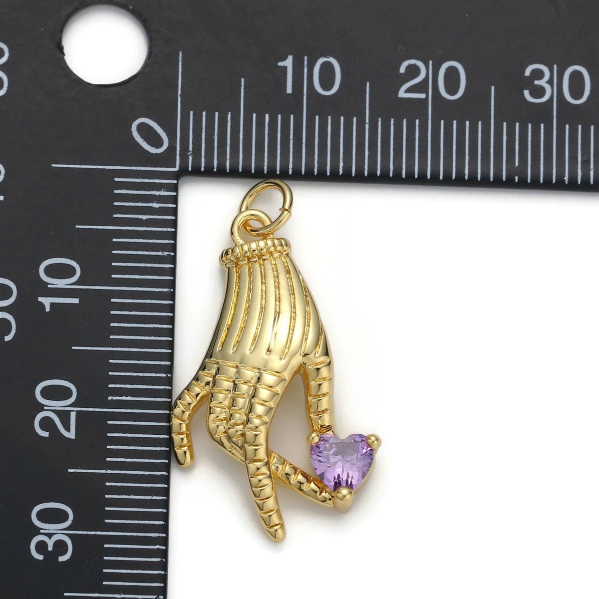 24k Gold plated Micro Pave CZ Heart Pendant Charm, Heart in Hand Micro Pave CZ Pendant Charm, Gold plated Pendant, For DIY Jewelry D-039 - DLUXCA
