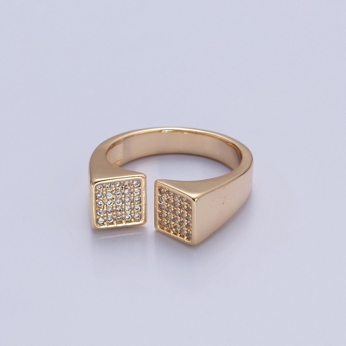 24k Gold plated Micro Pave CZ Open Ring in Silver & Gold O-2268 O-2269