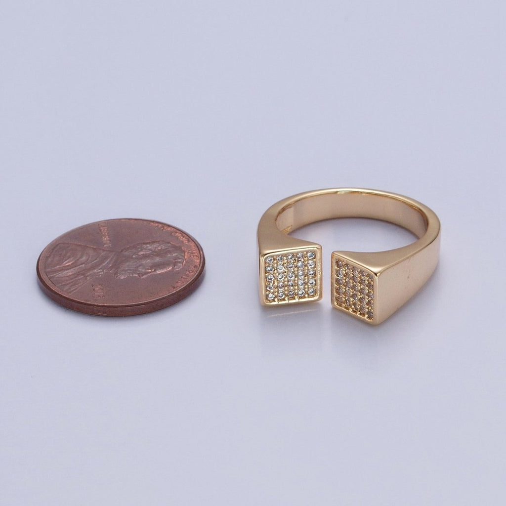 24k Gold plated Micro Pave CZ Open Ring in Silver & Gold O-2268 O-2269