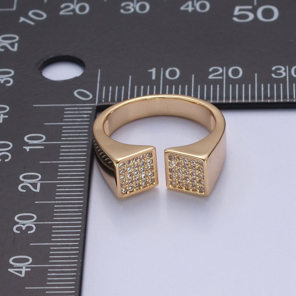 24k Gold plated Micro Pave CZ Open Ring in Silver & Gold O-2268 O-2269