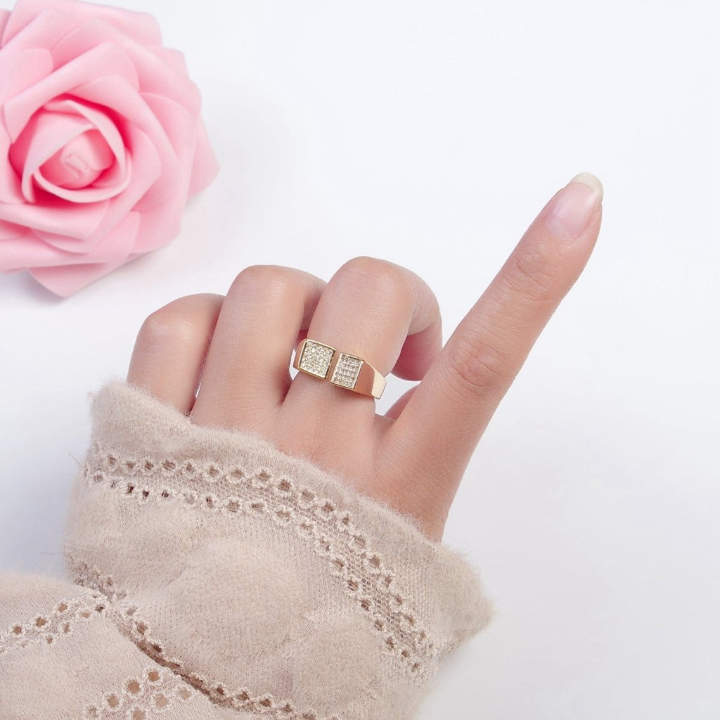 24k Gold plated Micro Pave CZ Open Ring in Silver & Gold O-2268 O-2269