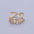 24K Gold plated Micro Pave CZ Round Double Band Ring in Silver & Gold O-2279 O-2280 - DLUXCA