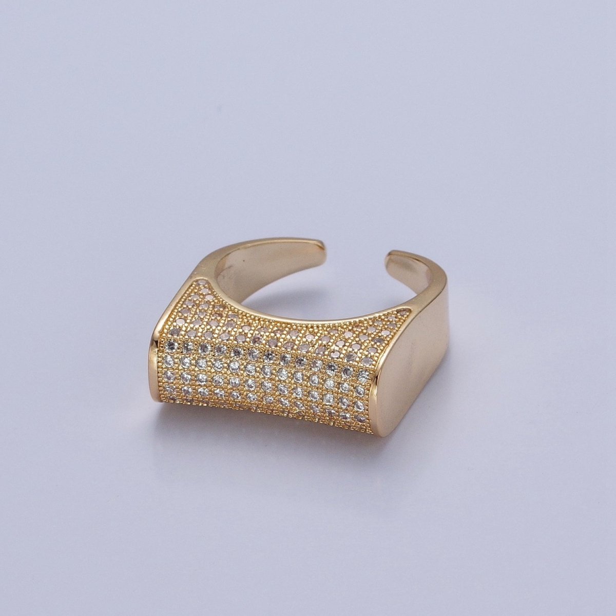 24K Gold plated Micro Pave CZ Signet Ring in Silver & Gold O-2262 O-2263