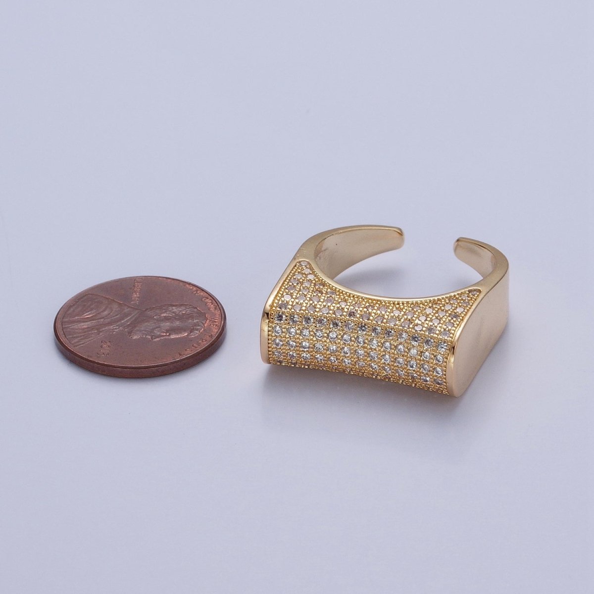 24K Gold plated Micro Pave CZ Signet Ring in Silver & Gold O-2262 O-2263