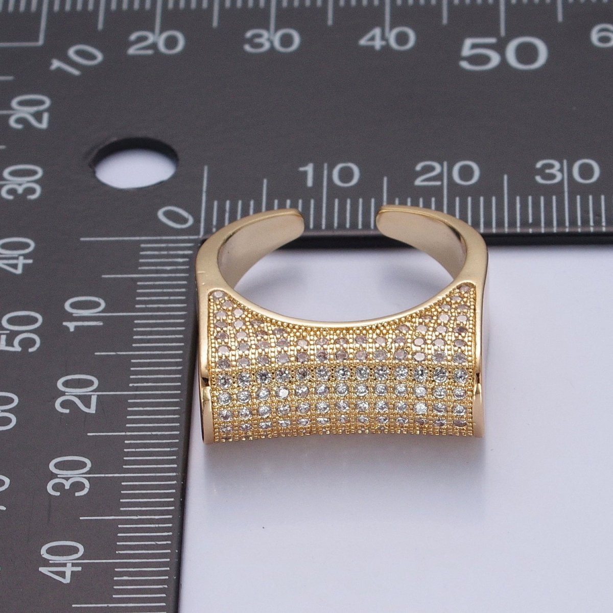 24K Gold plated Micro Pave CZ Signet Ring in Silver & Gold O-2262 O-2263