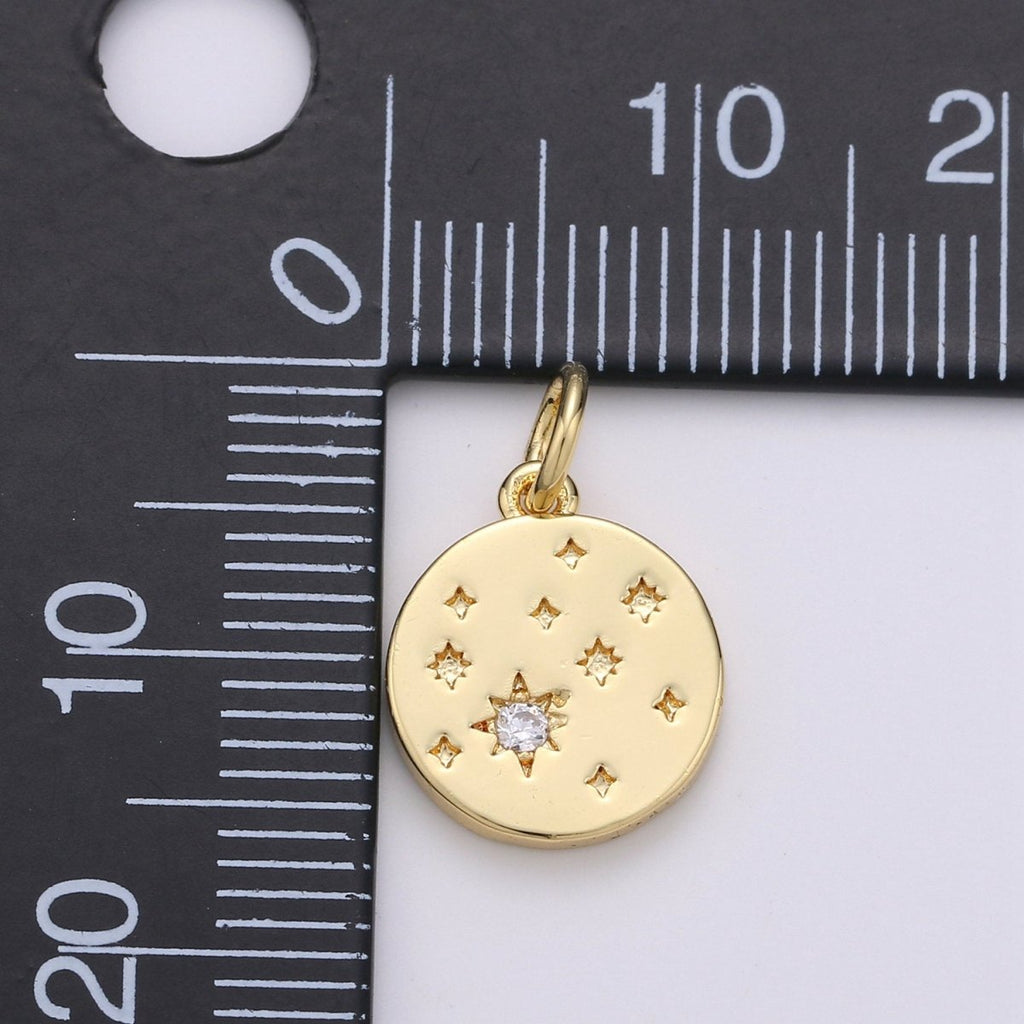 24k Gold plated Micro Pave CZ Star Pendant Charm, Cubic Galaxy Micro Pave CZ Pendant Charm, Gold plated Pendant, For Celestial Jewelry D-394 - DLUXCA