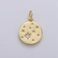 24k Gold plated Micro Pave CZ Star Pendant Charm, Cubic Galaxy Micro Pave CZ Pendant Charm, Gold plated Pendant, For Celestial Jewelry D-394 - DLUXCA
