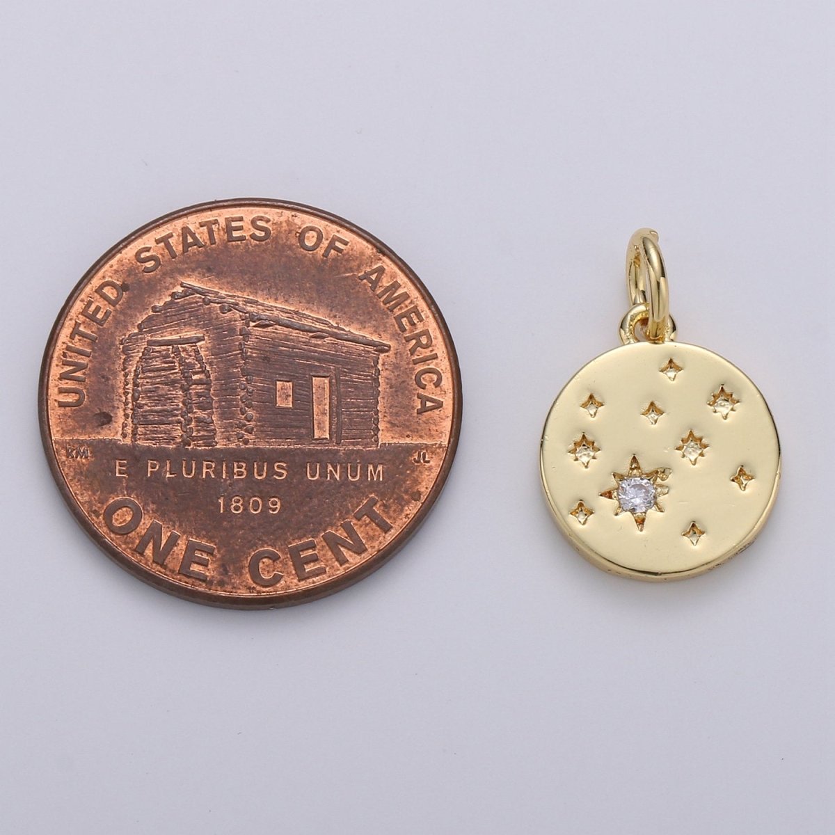 24k Gold plated Micro Pave CZ Star Pendant Charm, Cubic Galaxy Micro Pave CZ Pendant Charm, Gold plated Pendant, For Celestial Jewelry D-394 - DLUXCA