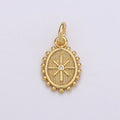 24k Gold plated Micro Pave CZ Star Pendant Charm, Dainty Oval Pendant Charm, Gold plated Pendant, For DIY Jewelry D-434 - DLUXCA