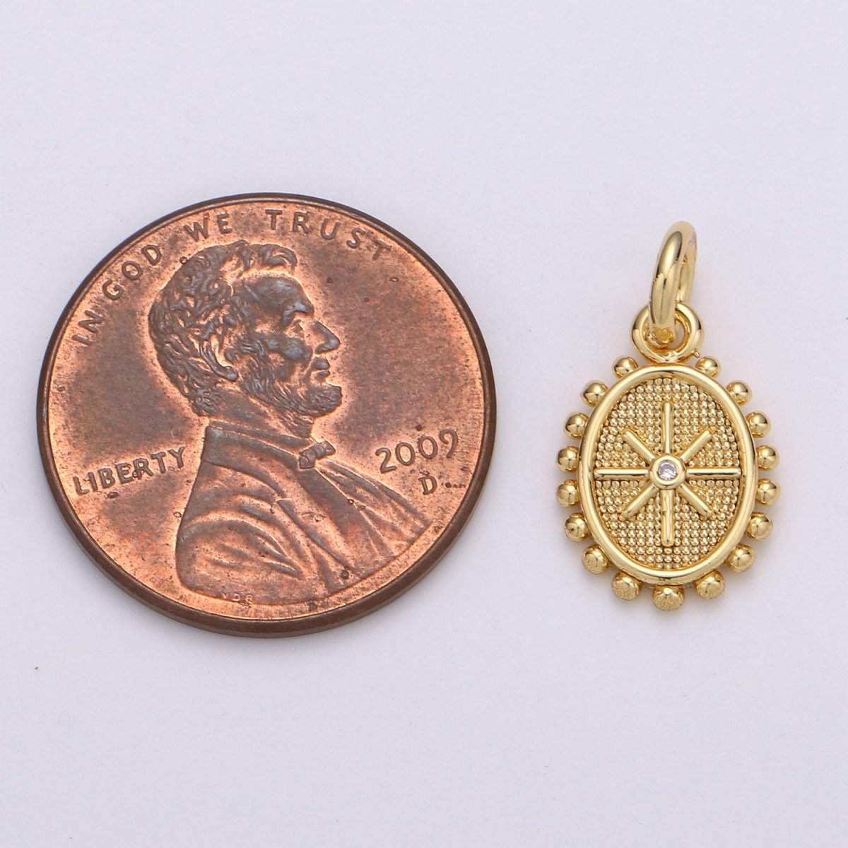24k Gold plated Micro Pave CZ Star Pendant Charm, Dainty Oval Pendant Charm, Gold plated Pendant, For DIY Jewelry D-434 - DLUXCA